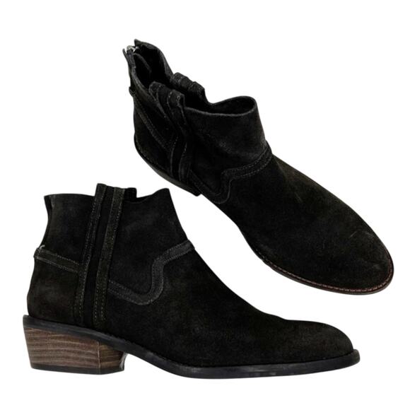 Dolce Vita Booties Womens 8.5 Black Faux Suede Block Heel Zipper Boho Western - Picture 1 of 6